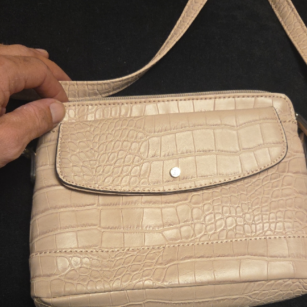 Liz Claiborne Cream Crocodile-Embossed Crossbody Bag